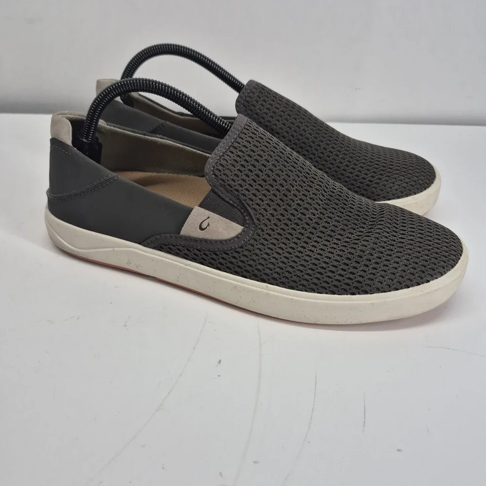 OluKai Lae ahi Shoes Mens 10 Casual Slip On Comfort Sneakers Brown Mesh Low Top
